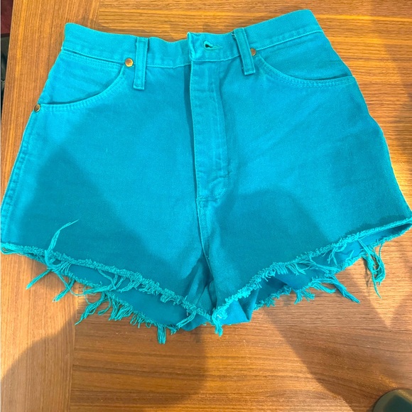 Teal wrangler cut off shorts vintage - Picture 2 of 5